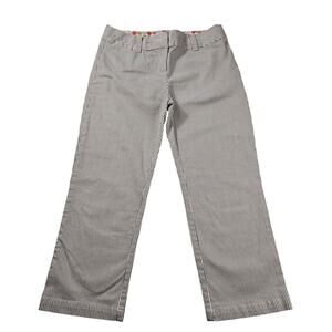 Boden grey white striped 4 PETITE  4P cropped chino pants casual preppy chic